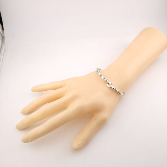 David Yurman Sterling Silver & 14k Gold FLEX 4mm Classic Cable Buckle Bracelet - Picture 3 of 11